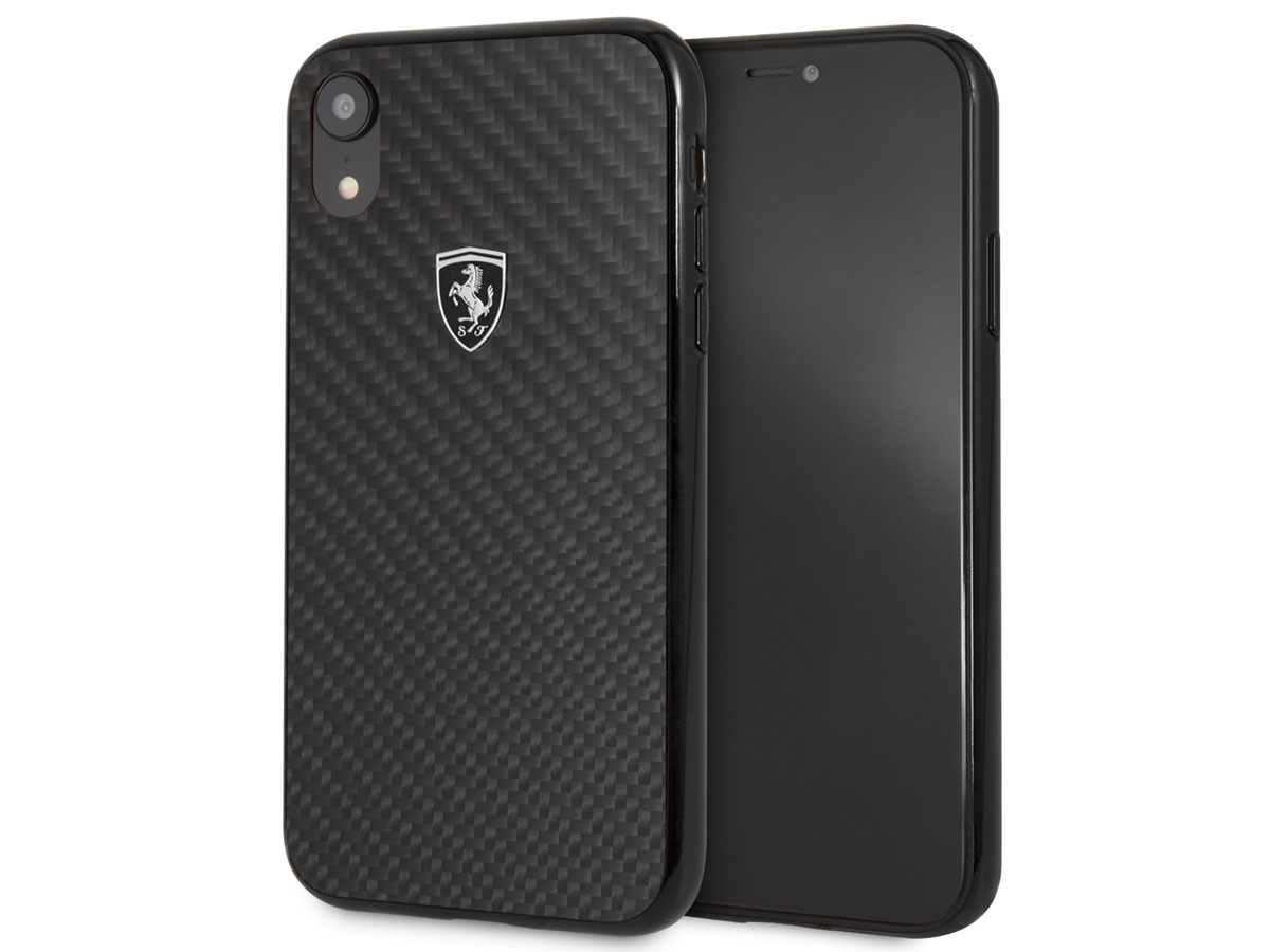 Ferrari Carbon Fiber Hard Case Zwart - iPhone XR hoesje