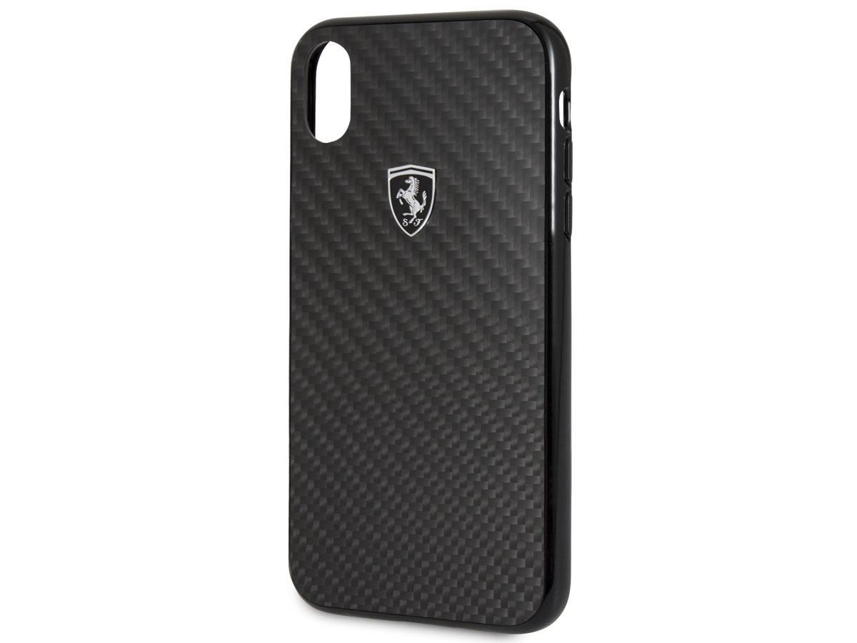 Ferrari Carbon Fiber Hard Case Zwart - iPhone XR hoesje