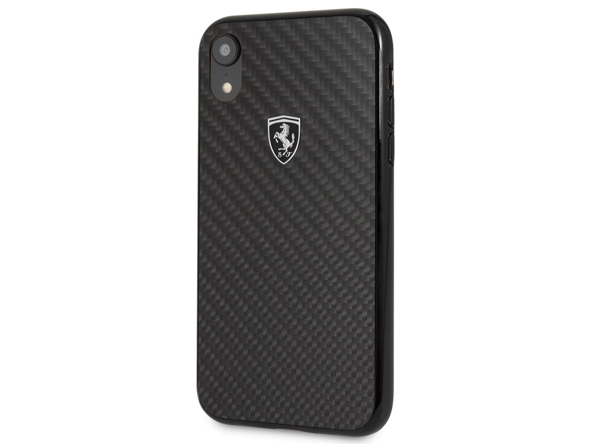 Ferrari Carbon Fiber Hard Case Zwart - iPhone XR hoesje