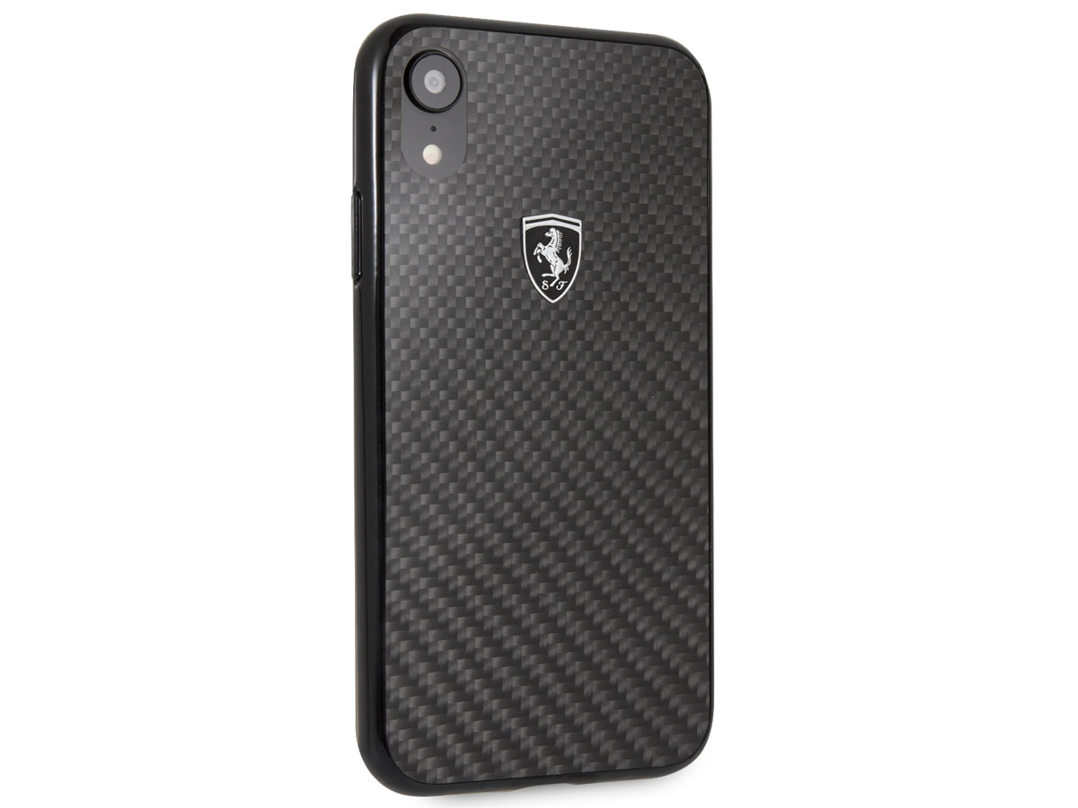 Ferrari Carbon Fiber Hard Case Zwart - iPhone XR hoesje