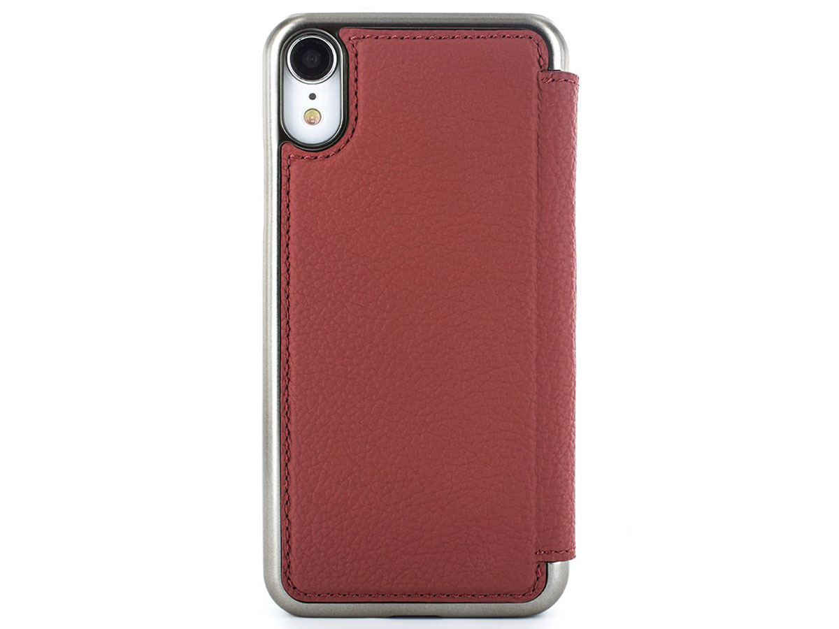 Greenwich Blake Folio Scarlet/Gunmetal - Leren iPhone XR hoesje