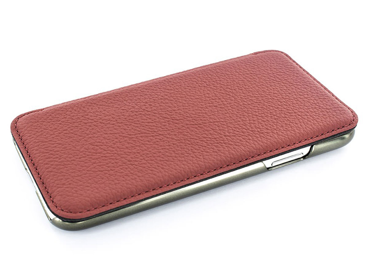 Greenwich Blake Folio Scarlet/Gunmetal - Leren iPhone XR hoesje