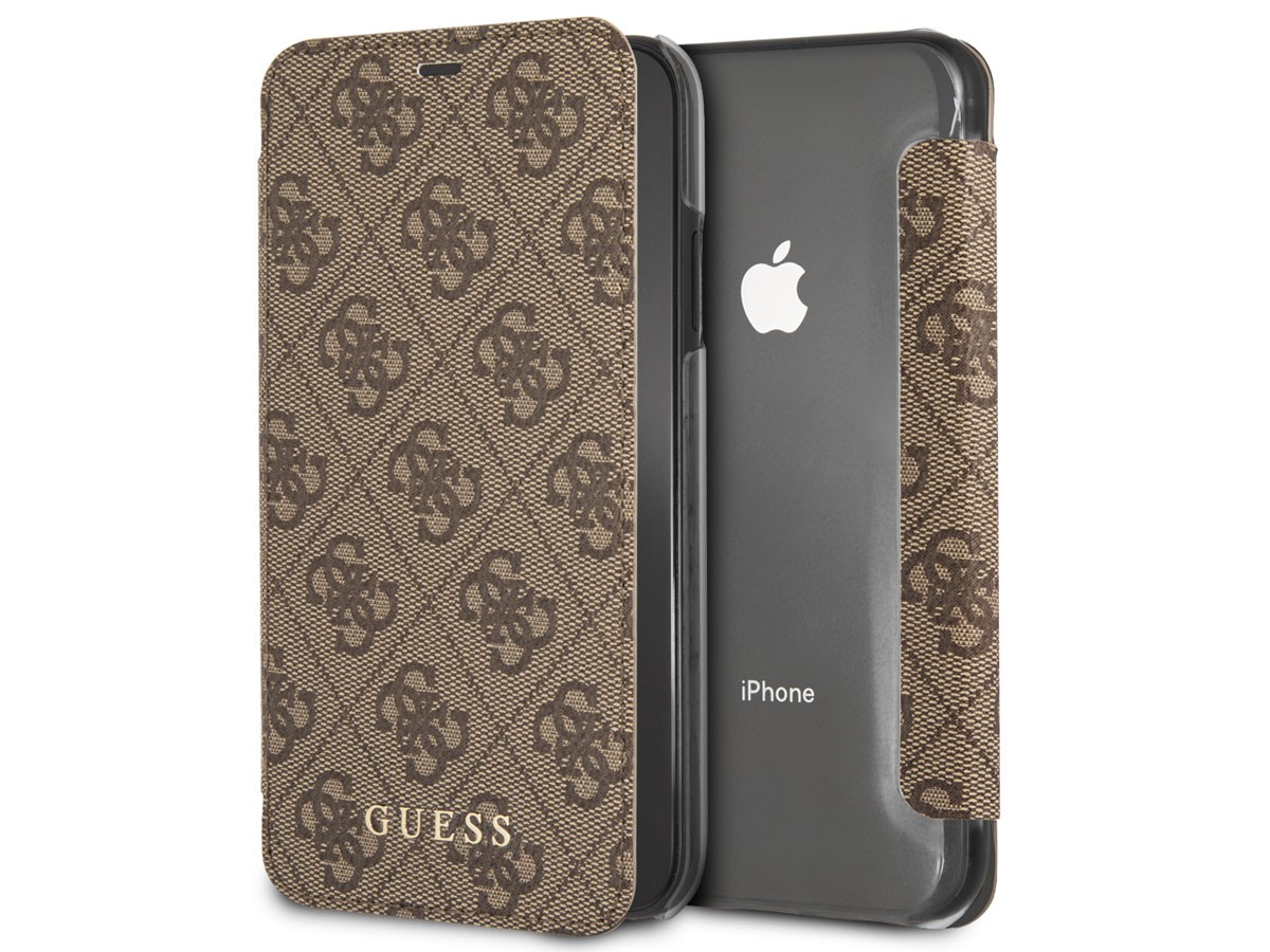 Guess Monogram Book Case Bruin iPhone XR hoesje