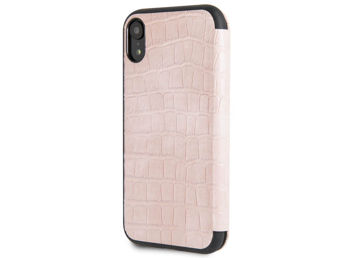 Guess Croco Folio Bookcase Roze - iPhone XR hoesje