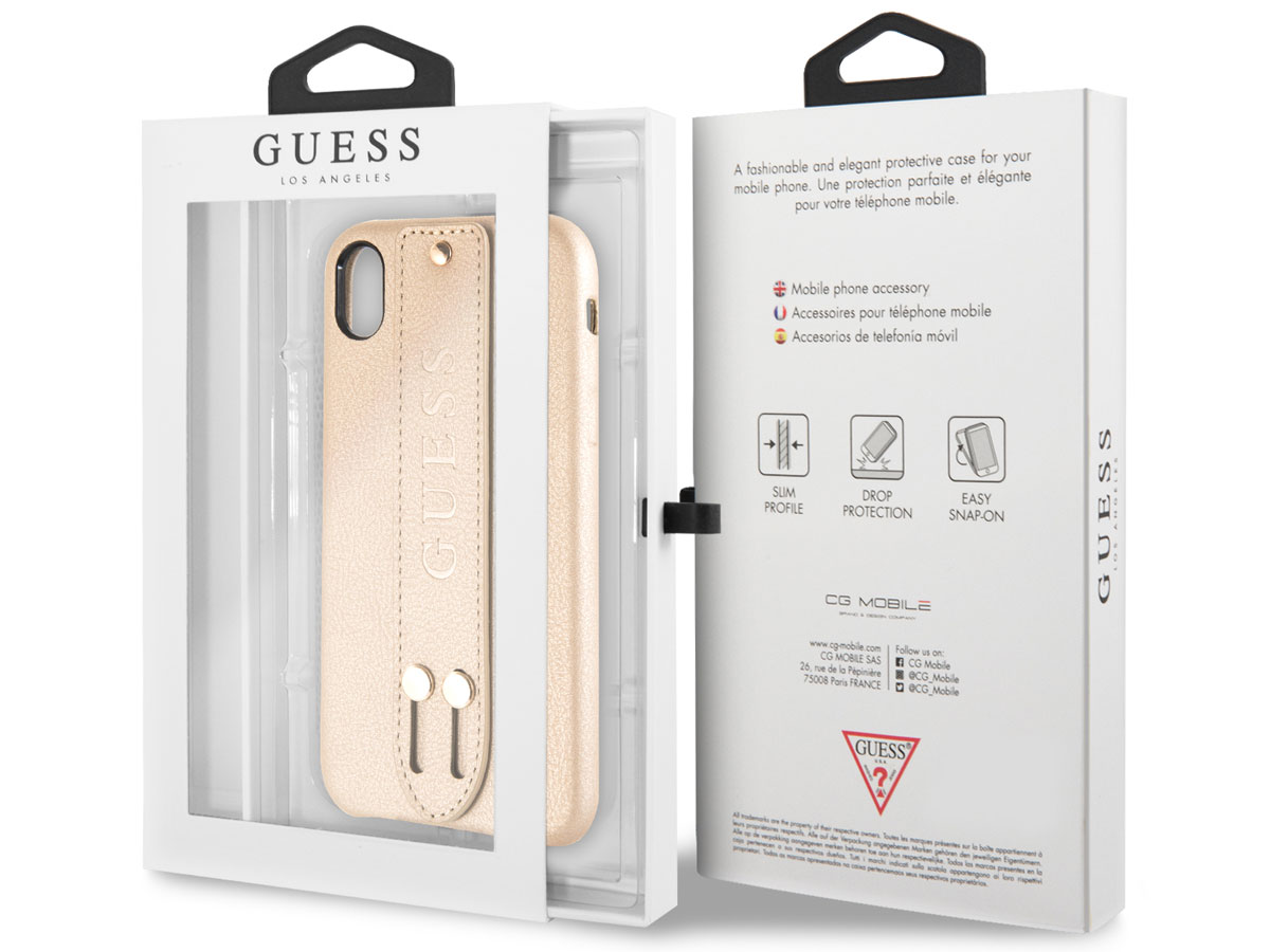 Guess Iridescent Strap Case Goud - iPhone XR hoesje
