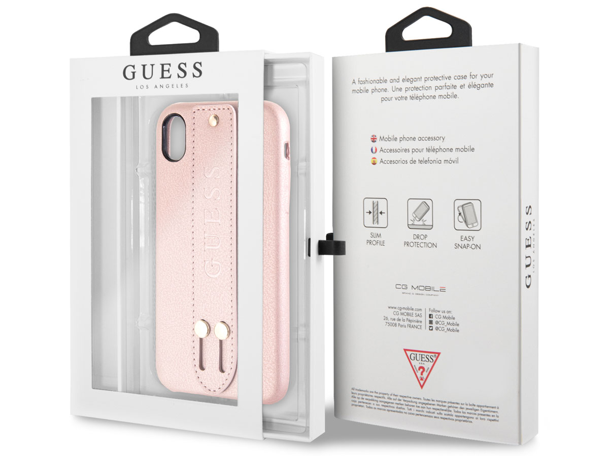 Guess Iridescent Strap Case Rosé - iPhone XR hoesje