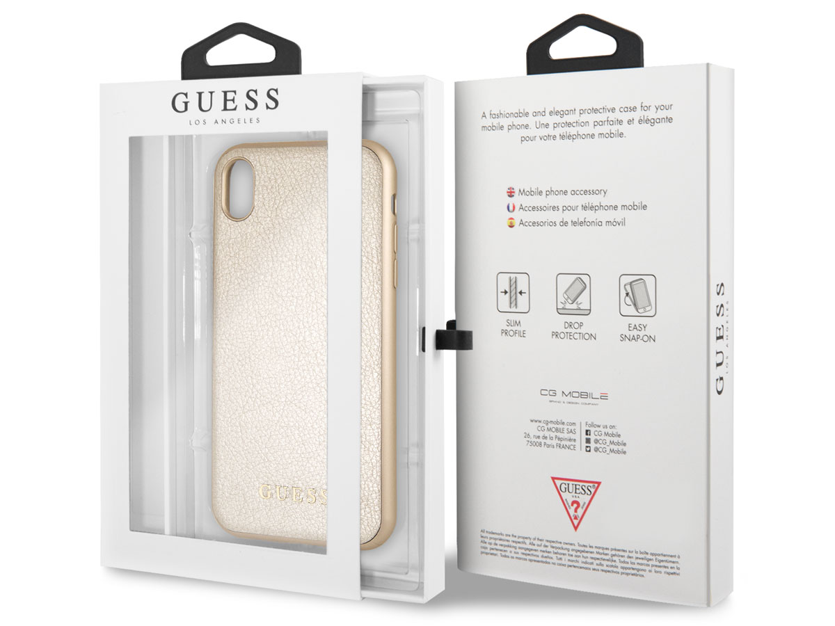 Guess Iridescent Case Goud - iPhone XR hoesje