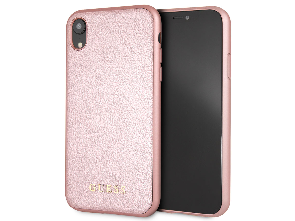 Guess Iridescent Case Rosé Goud - iPhone XR hoesje