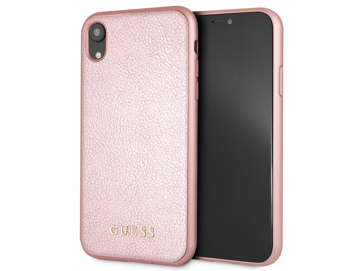 Guess Iridescent Case Rosé Goud iPhone XR hoesje