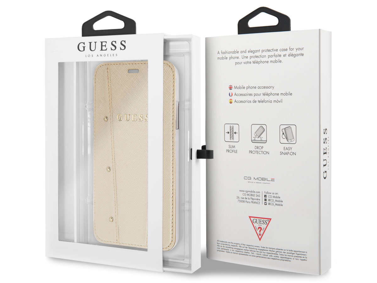 Guess Kaia Studs Bookcase Goud - iPhone XR Hoesje
