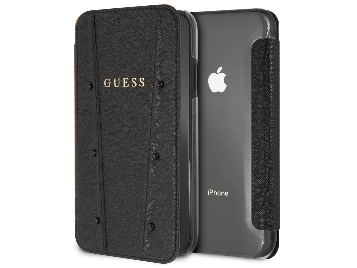 Guess Kaia Studs Bookcase Zwart - iPhone XR Hoesje