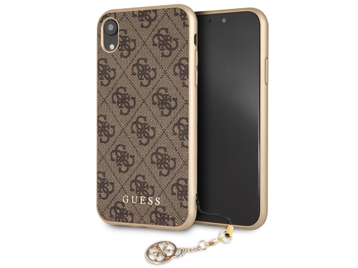 Guess Monogram Charm Case Bruin | iPhone XR hoesje