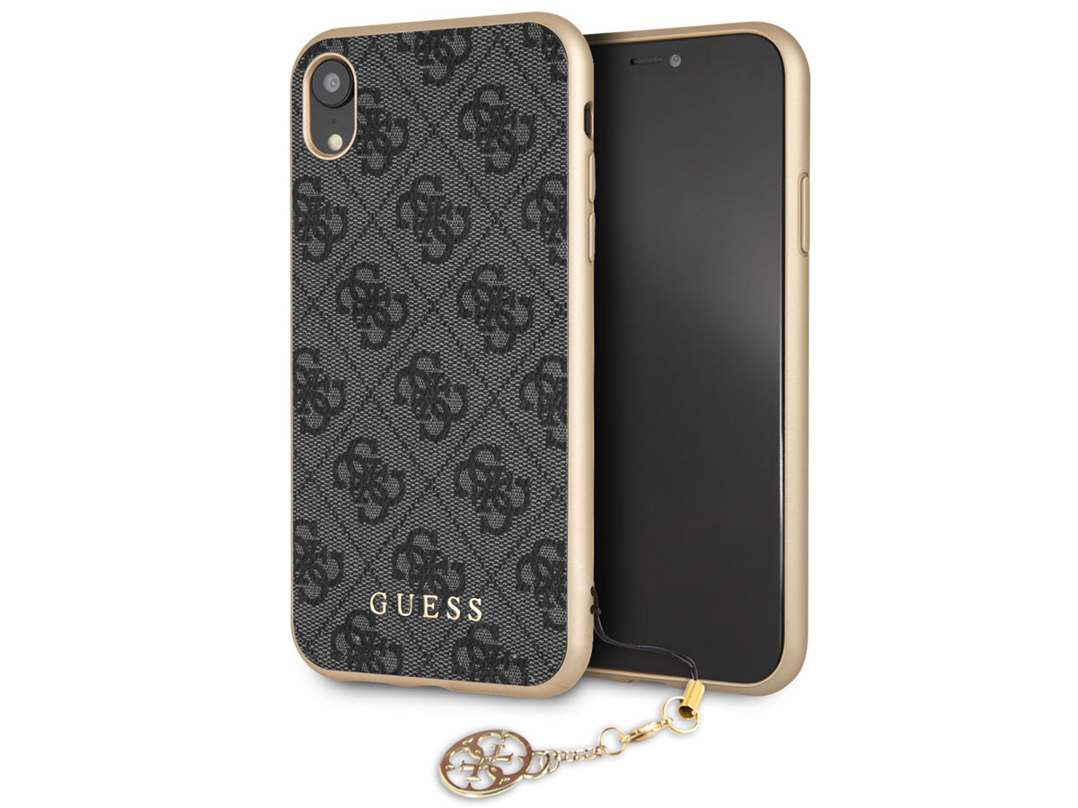Guess Monogram Charm Case Grijs iPhone XR hoesje