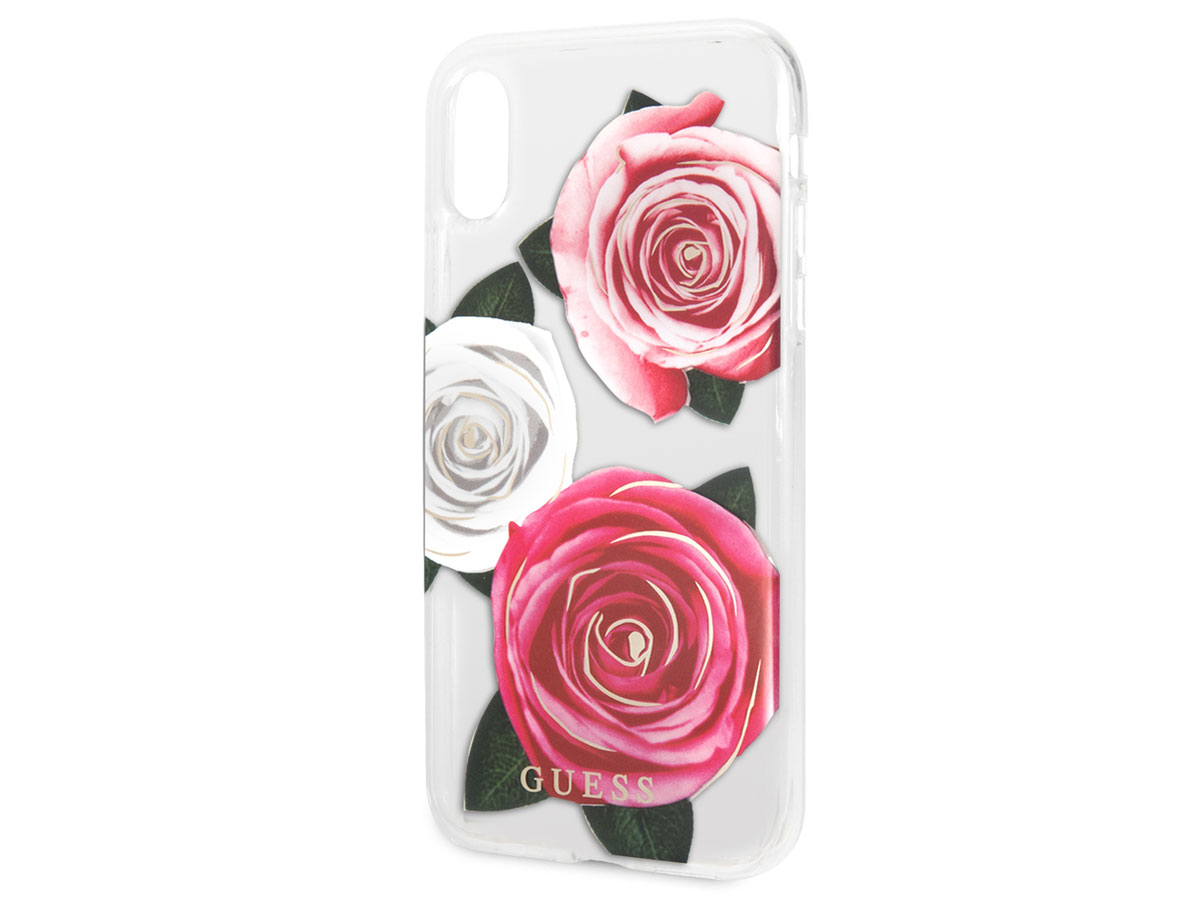 Guess Pink Roses TPU Skin - iPhone XR hoesje