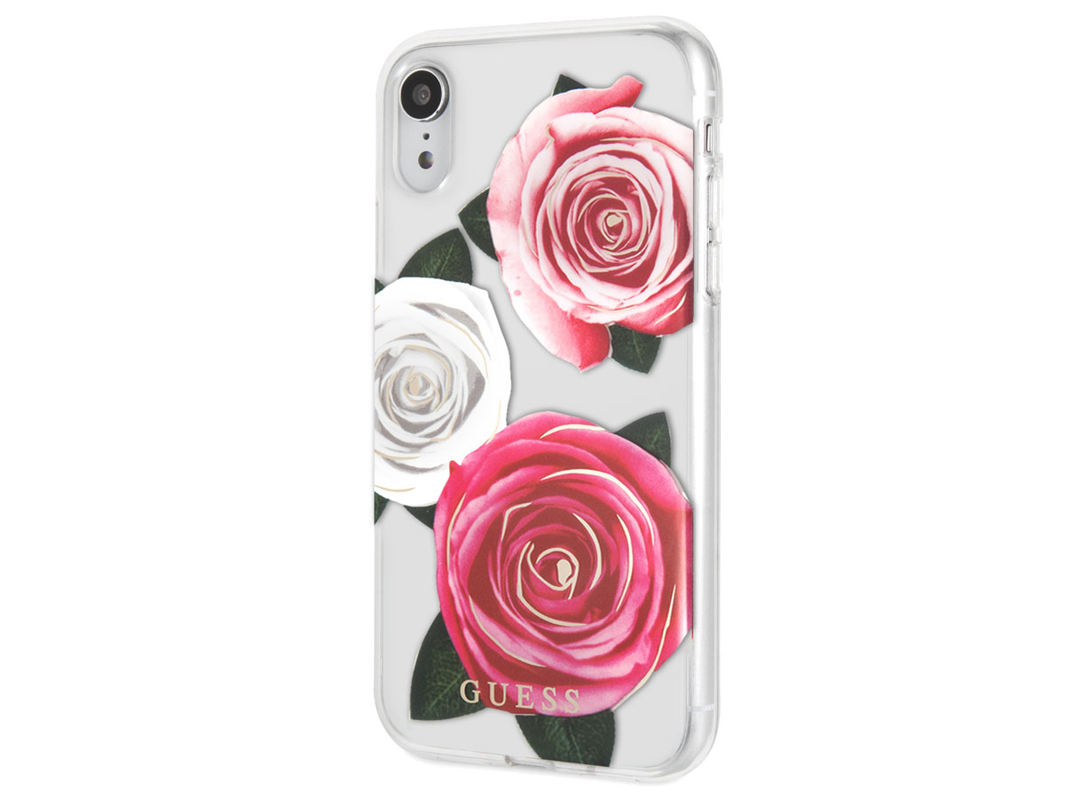 Guess Pink Roses TPU Skin - iPhone XR hoesje