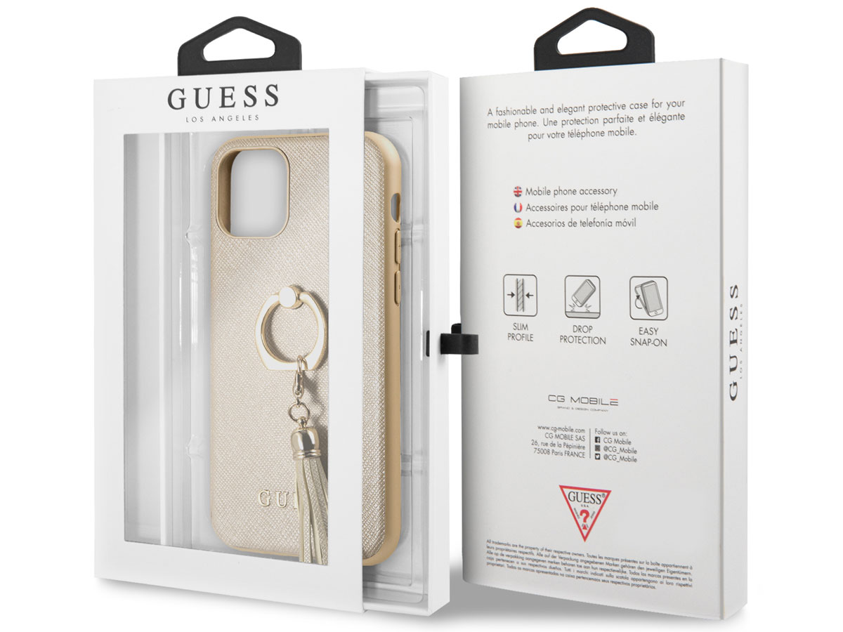 Guess Tassel iRing Case Goud - iPhone XR hoesje