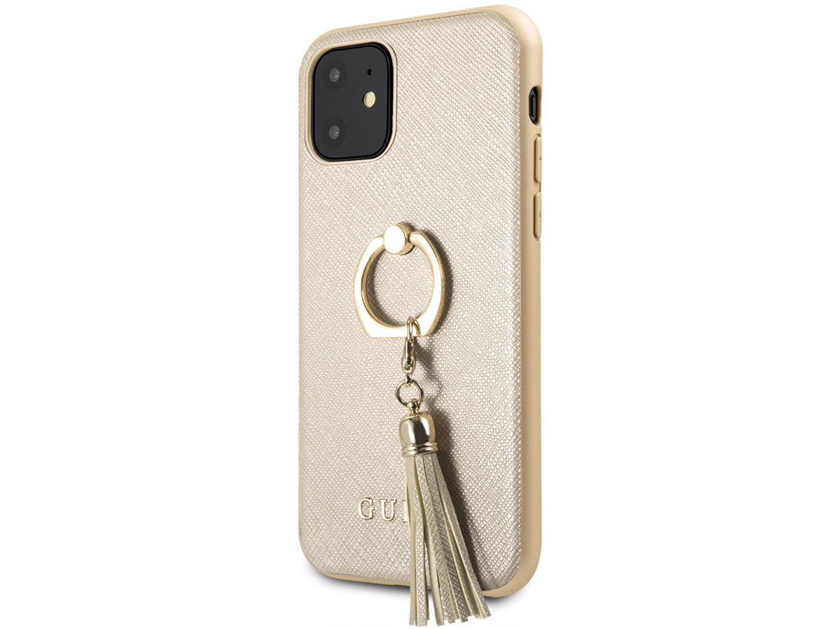 Guess Tassel iRing Case Goud - iPhone XR hoesje