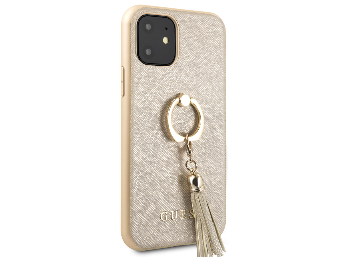 Guess Tassel iRing Case Goud - iPhone XR hoesje