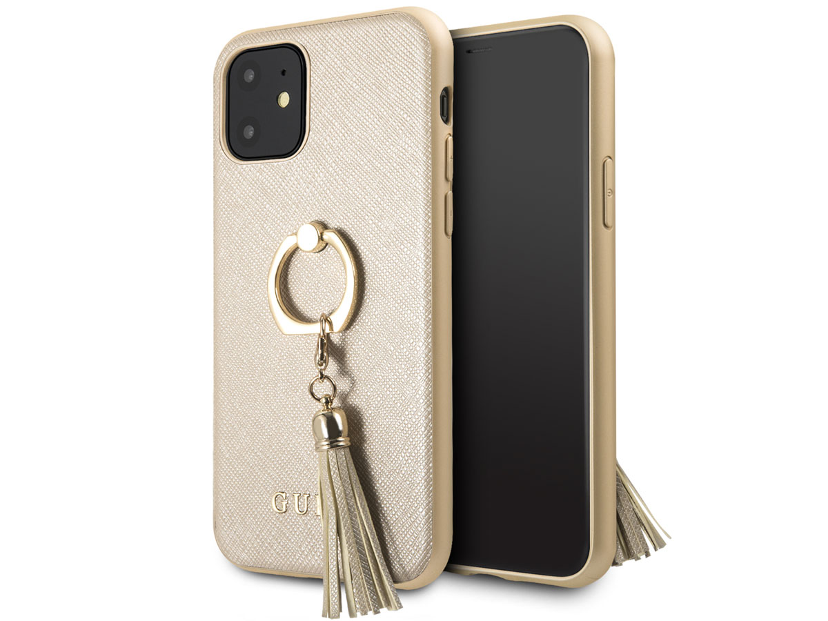 Guess Tassel iRing Case Goud - iPhone XR hoesje