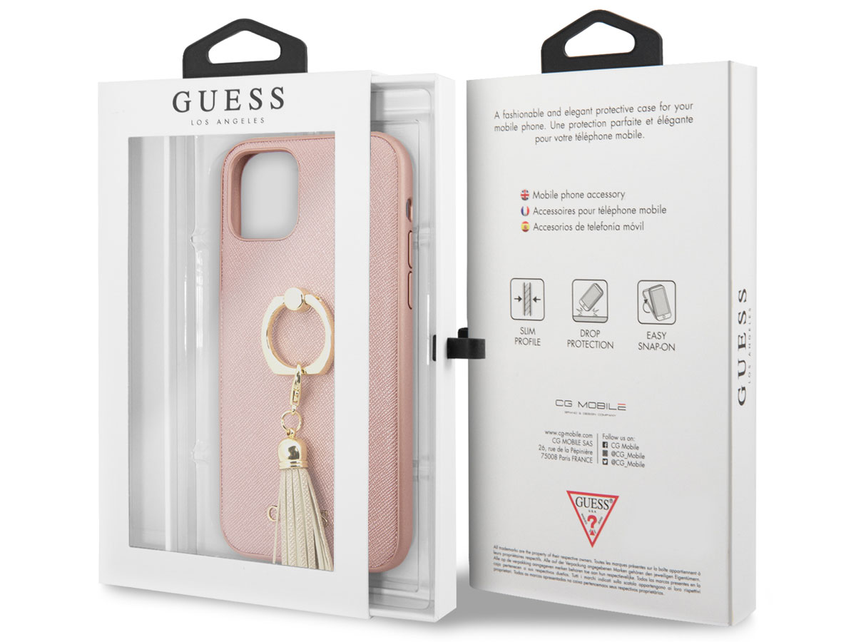 Guess Tassel iRing Case Rosé - iPhone XR hoesje