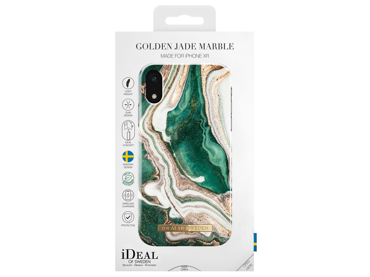 iDeal of Sweden Case Golden Jade Marble - iPhone XR hoesje