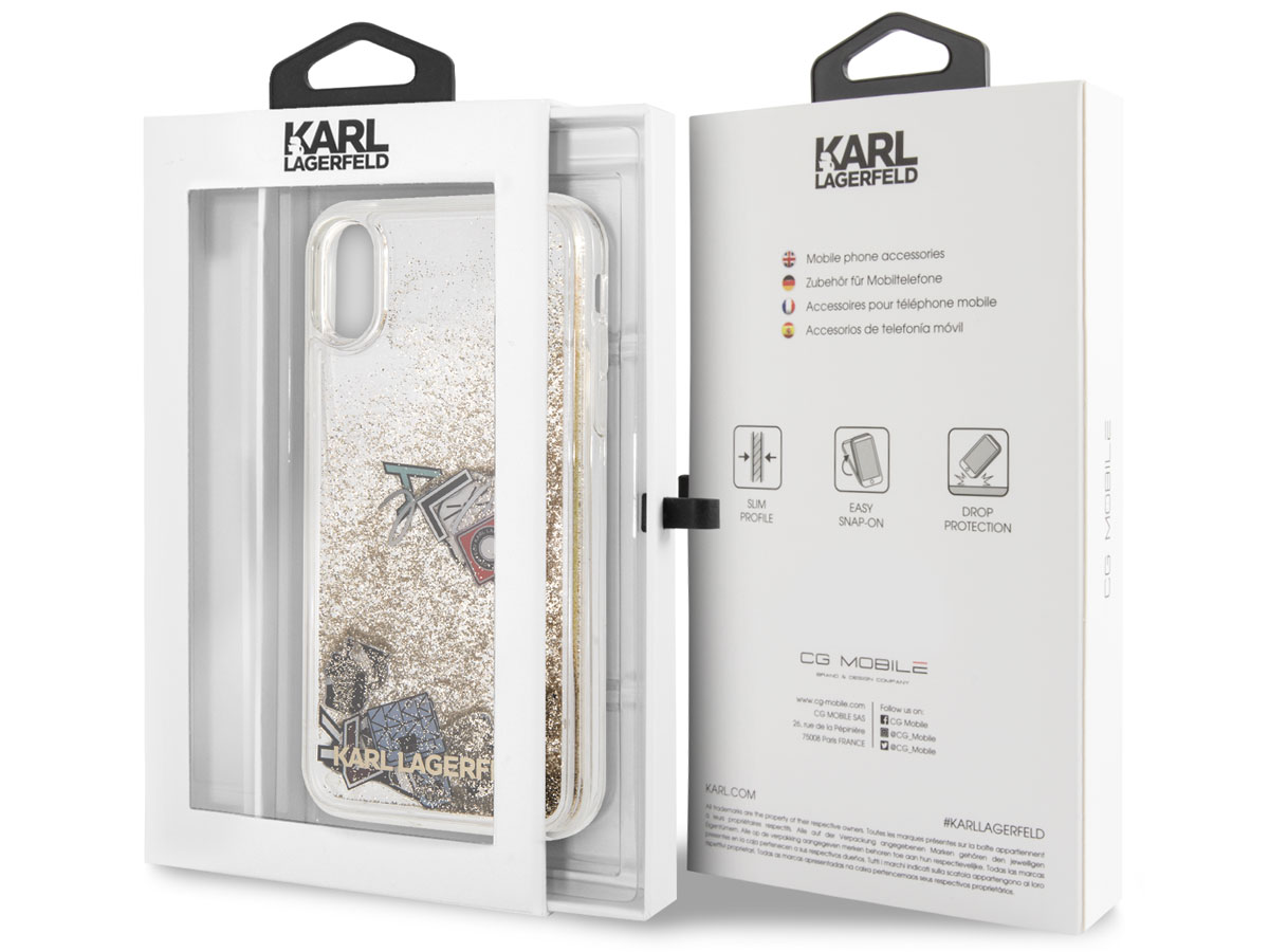 Karl Lagerfeld Iconic Glitter Case Goud - iPhone XR hoesje