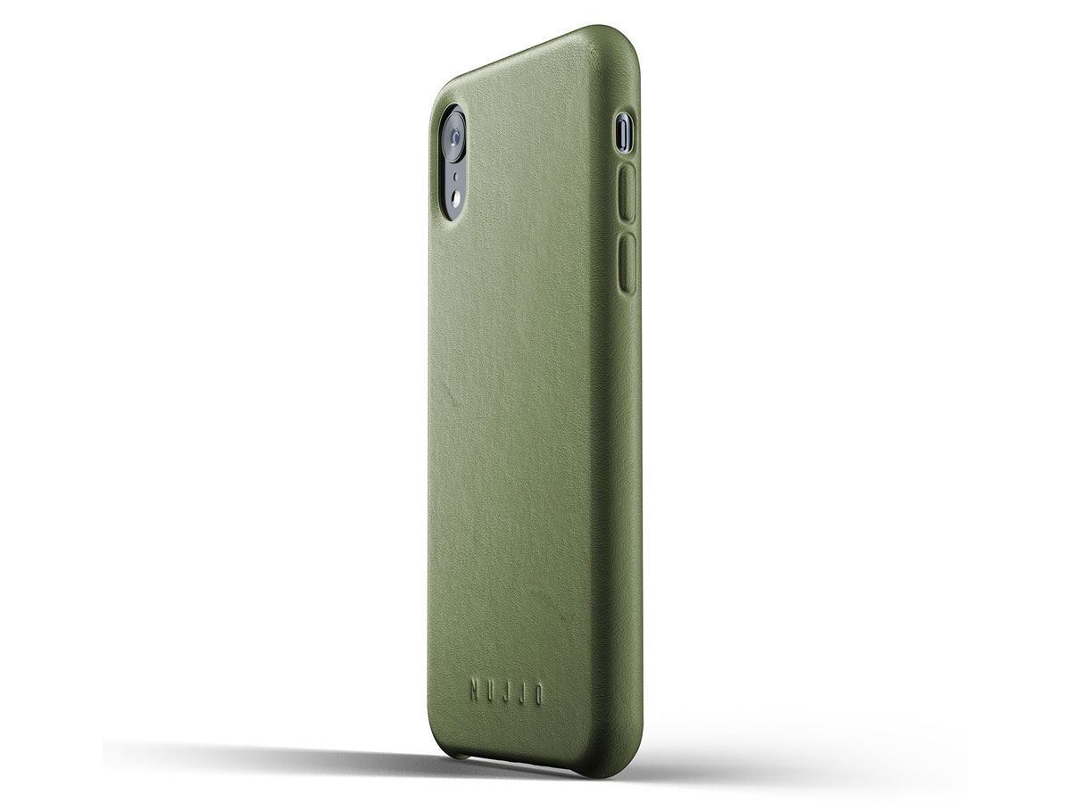 Mujjo Full Leather Case Olive Leer - iPhone XR Hoesje