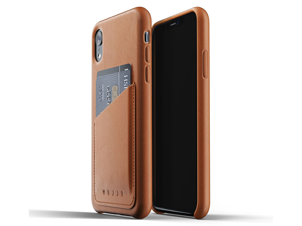 Mujjo Full Leather Wallet Tan | iPhone XR hoesje