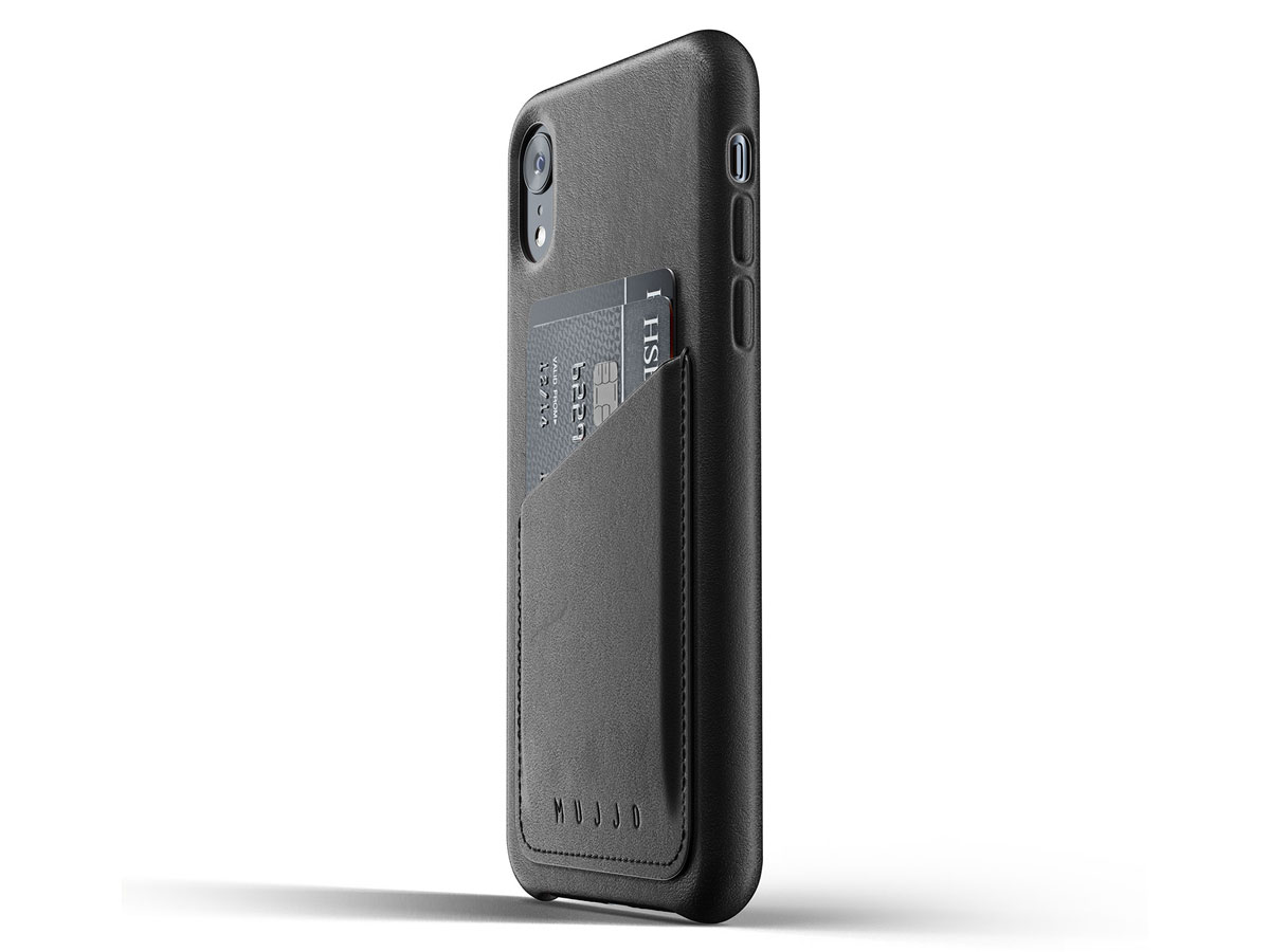 Mujjo Full Leather Wallet Black - iPhone XR hoesje