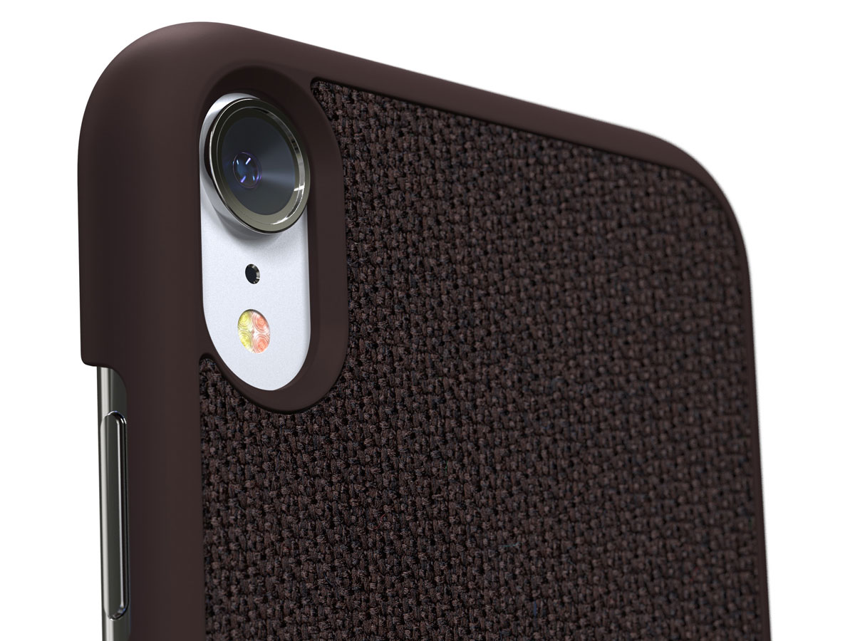 Coque IPhone XS NORDIC Elements - Bois Et Tissu Danois Premium - Protection Mince, Finition Soyeuse - Marron - Fabriqué à La Main