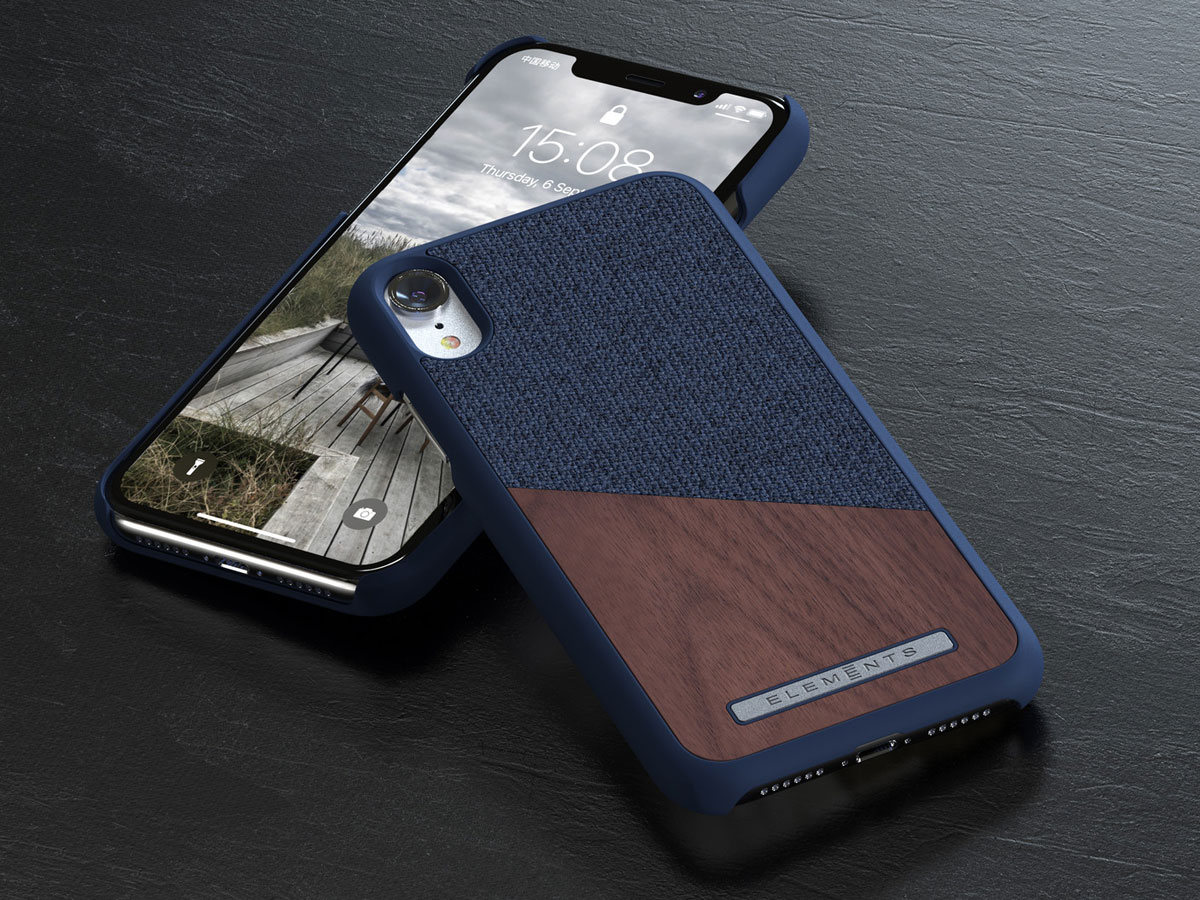 Nordic Elements Frejr Case Blauw - Houten iPhone XR hoesje