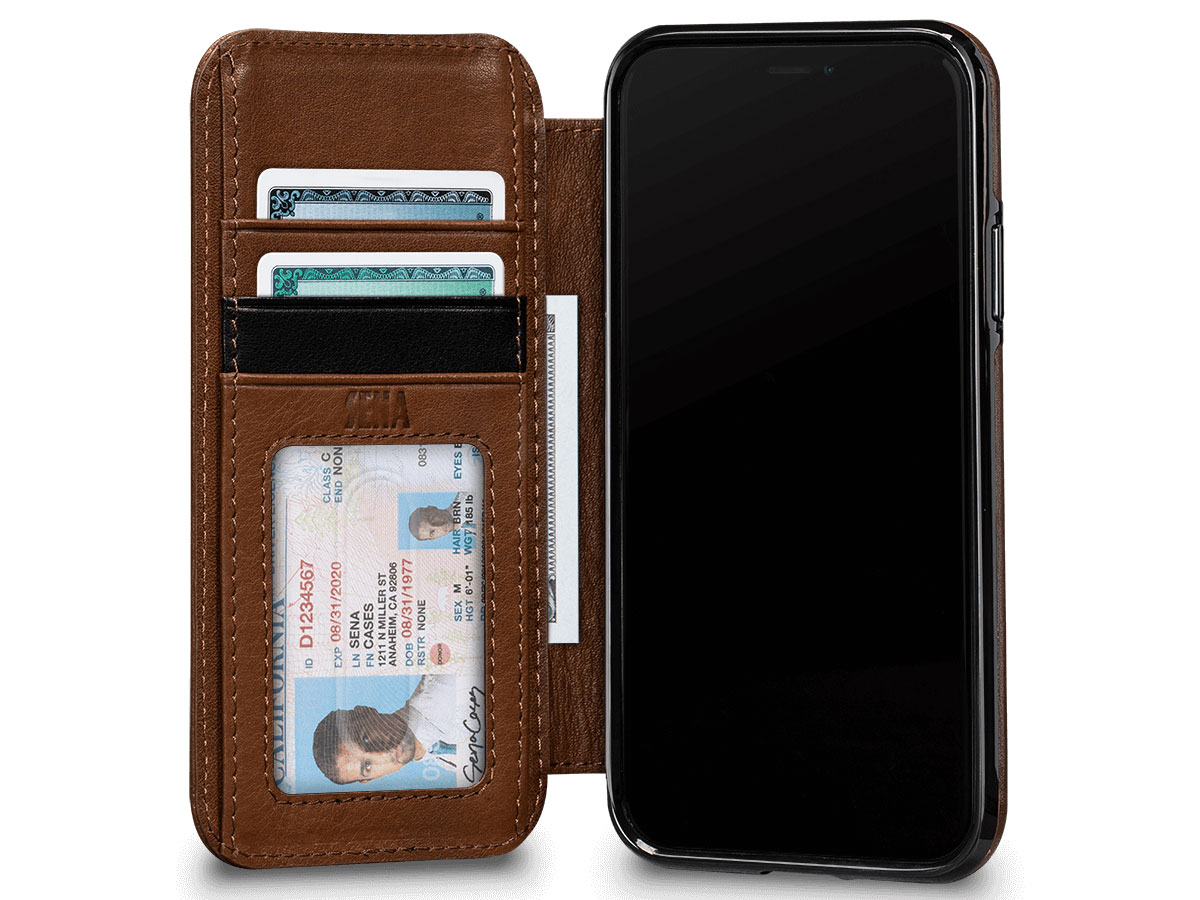 Sena Deen Wallet Book Saddle Tan - iPhone XR Hoesje Leer