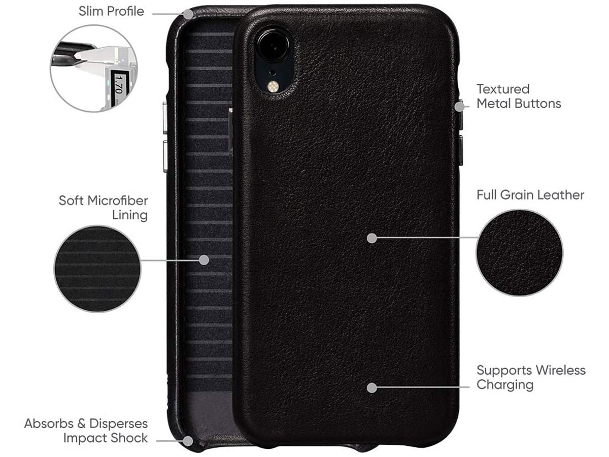 Sena Leather Skin Case Zwart - iPhone XR Hoesje Leer