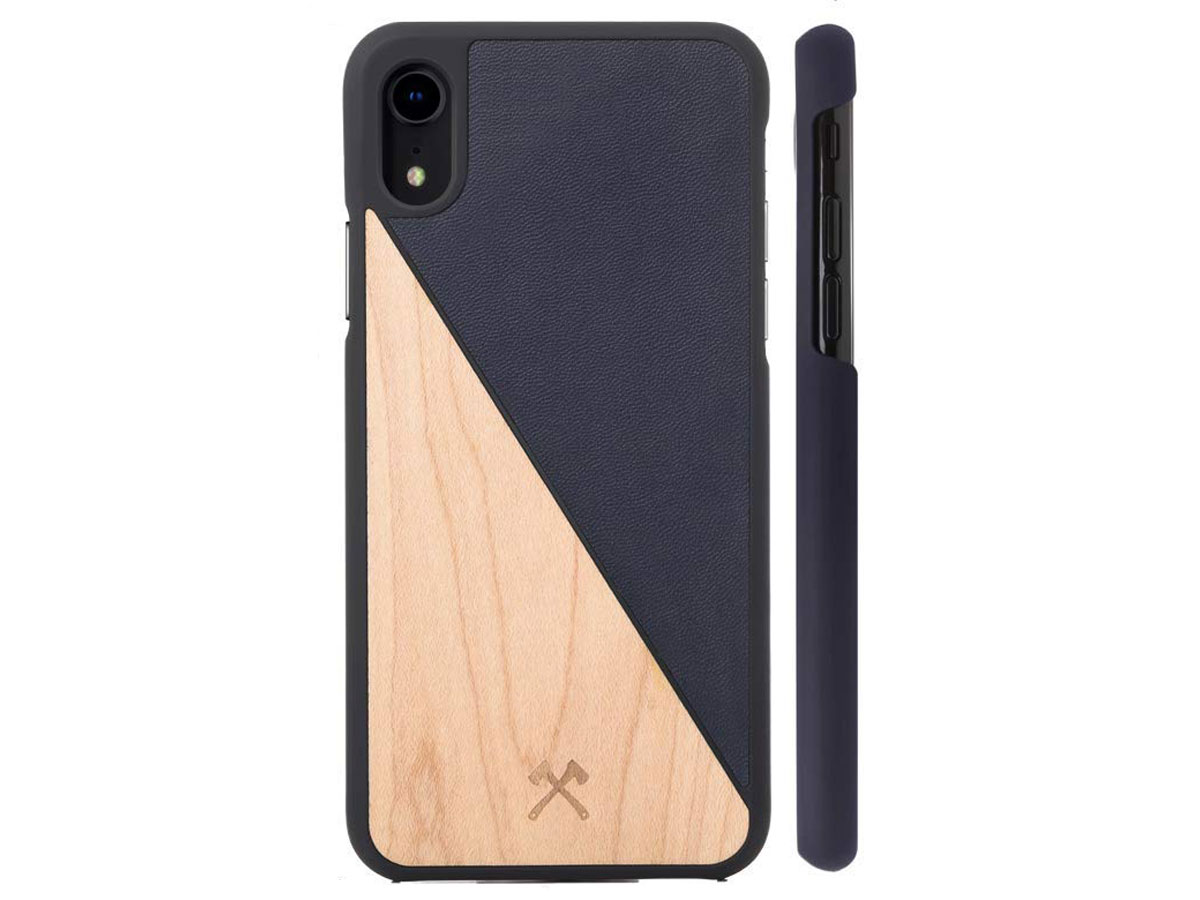 Woodcessories EcoSplit Blauw - iPhone XR Hoesje met Protector