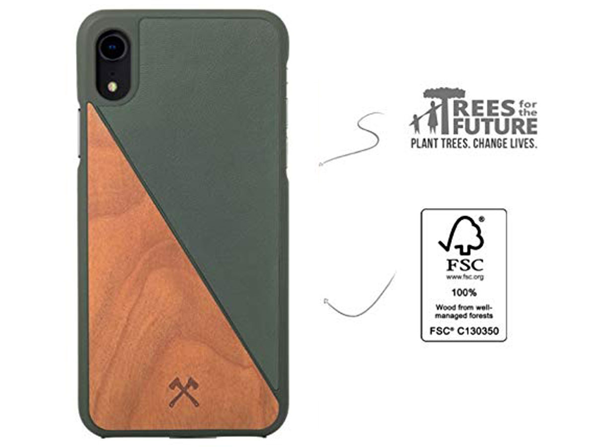 Woodcessories EcoSplit Groen - iPhone XR Hoesje met Protector