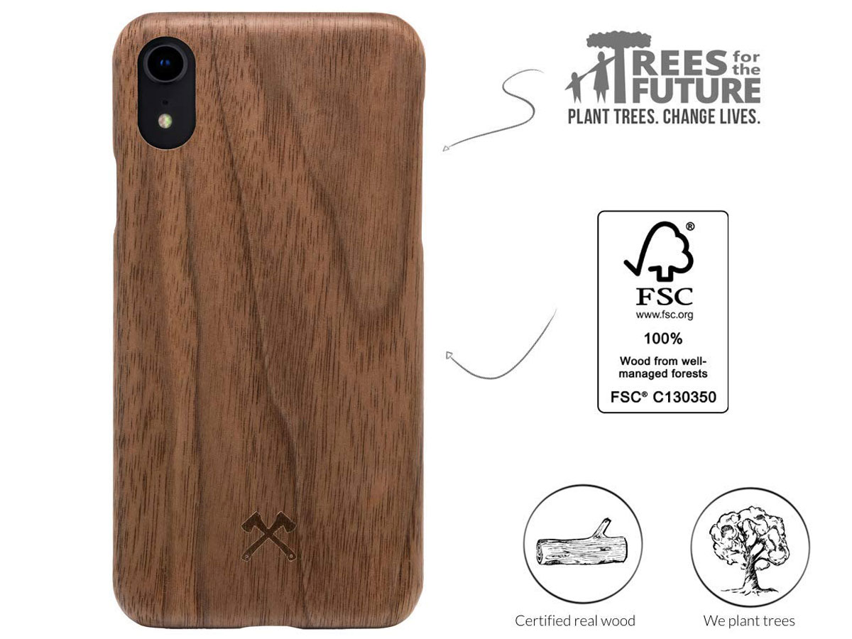 Woodcessories EcoSlim Walnut - iPhone XR Hoesje met Protector