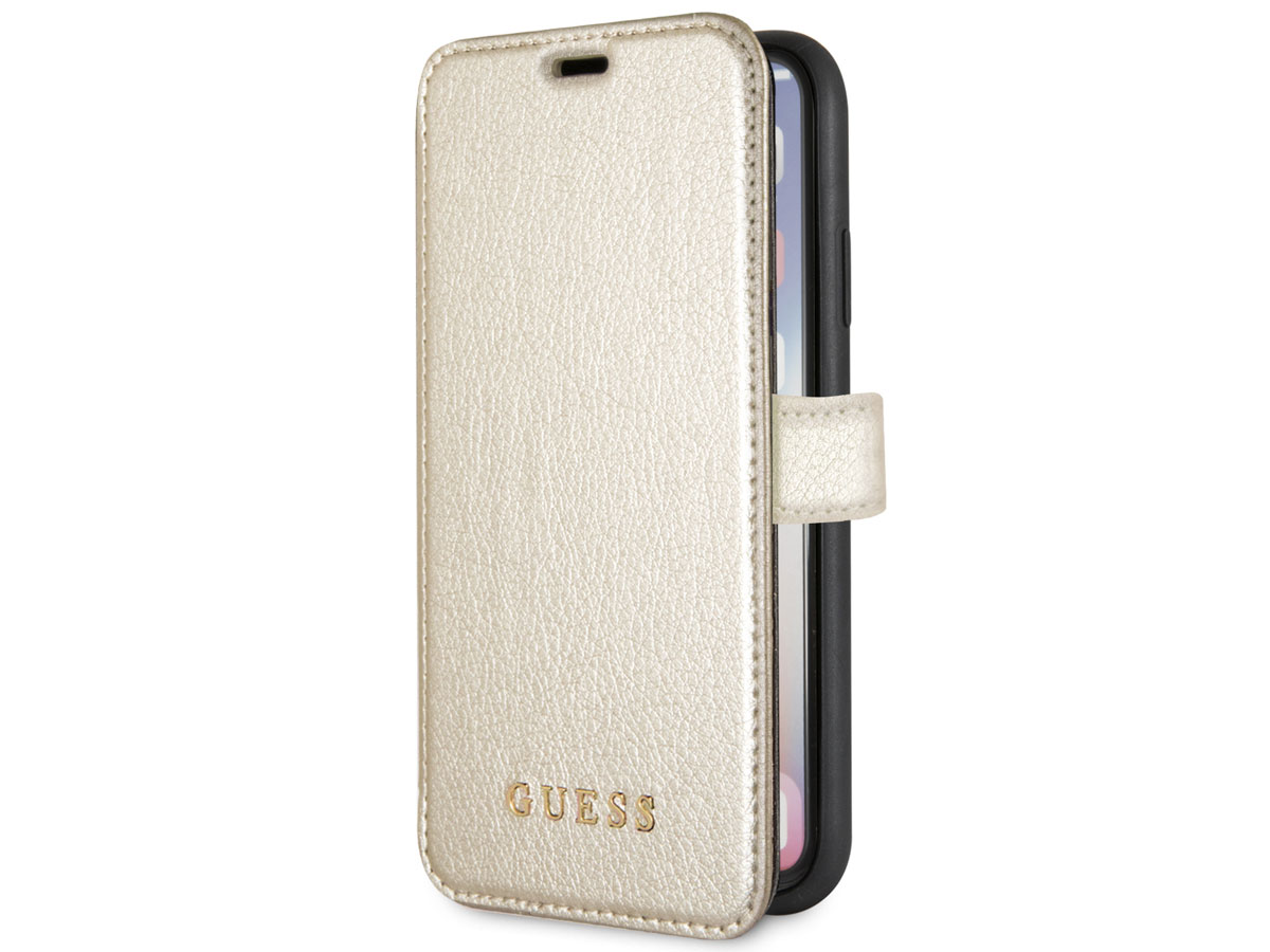 Guess Iridescent Bookcase Goud - iPhone X/Xs hoesje