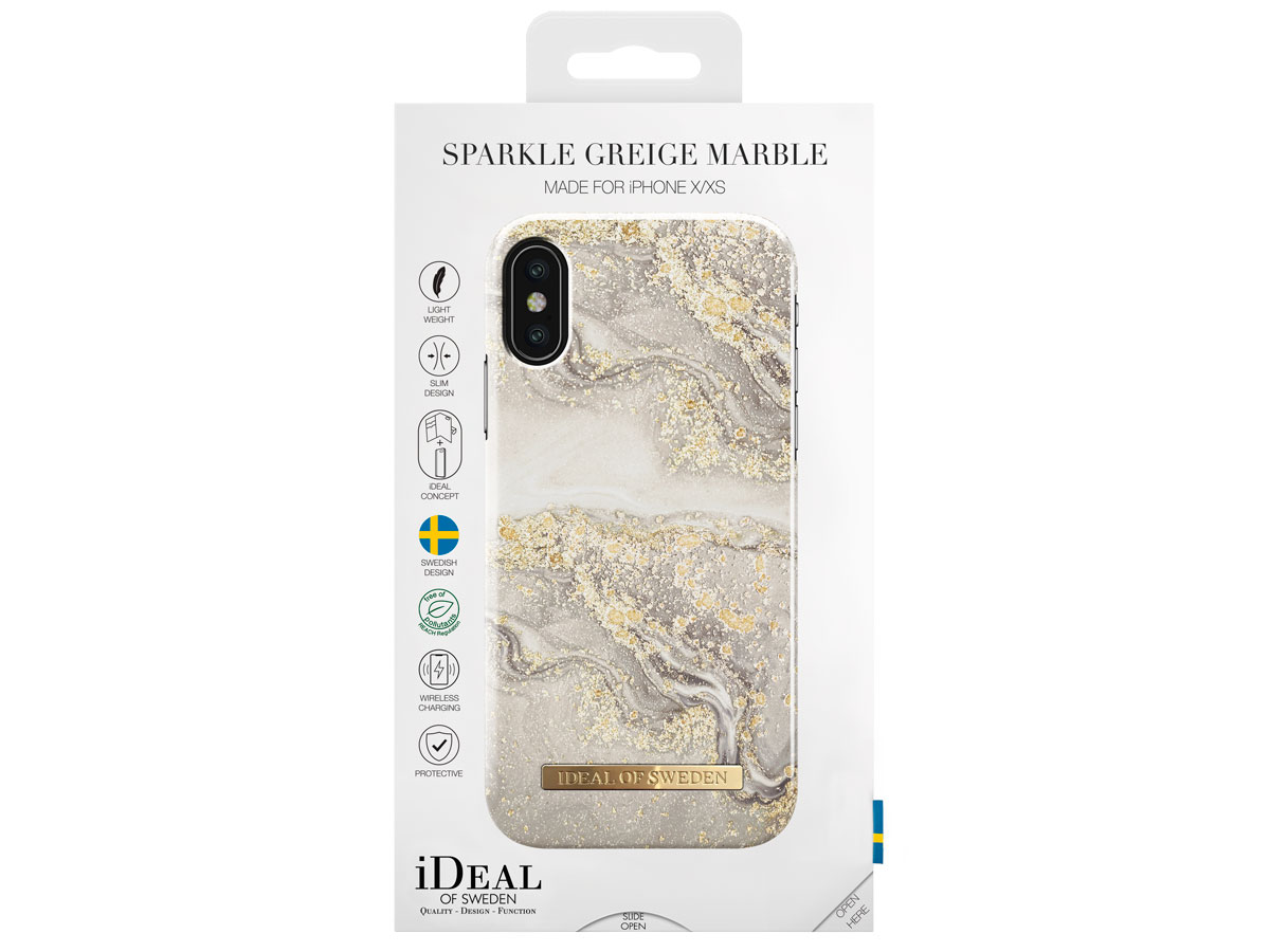 iDeal of Sweden Case Sparkle Greige Marble - iPhone X/Xs hoesje