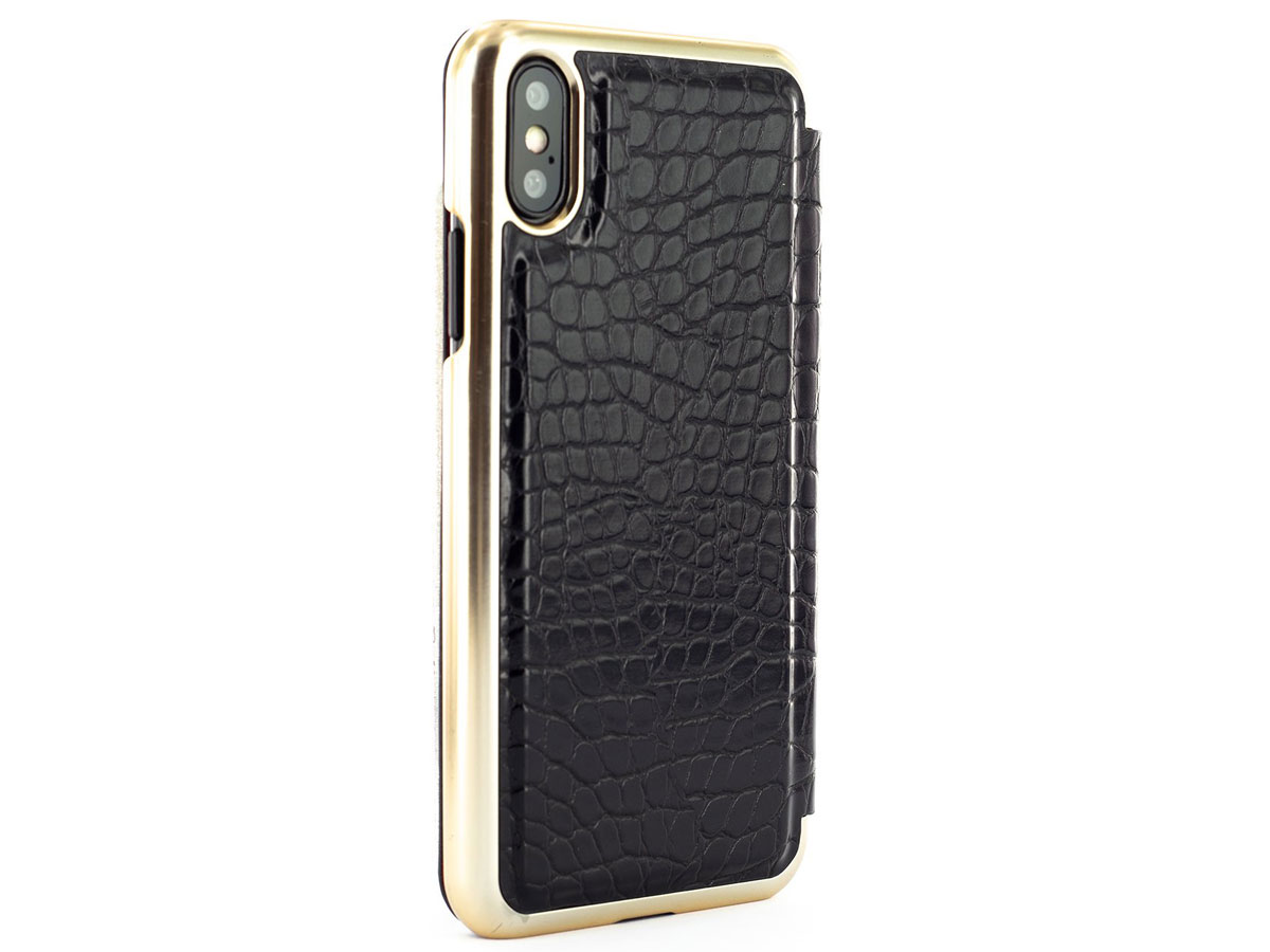 Radley Croco Folio Case Zwart - iPhone X/Xs Hoesje