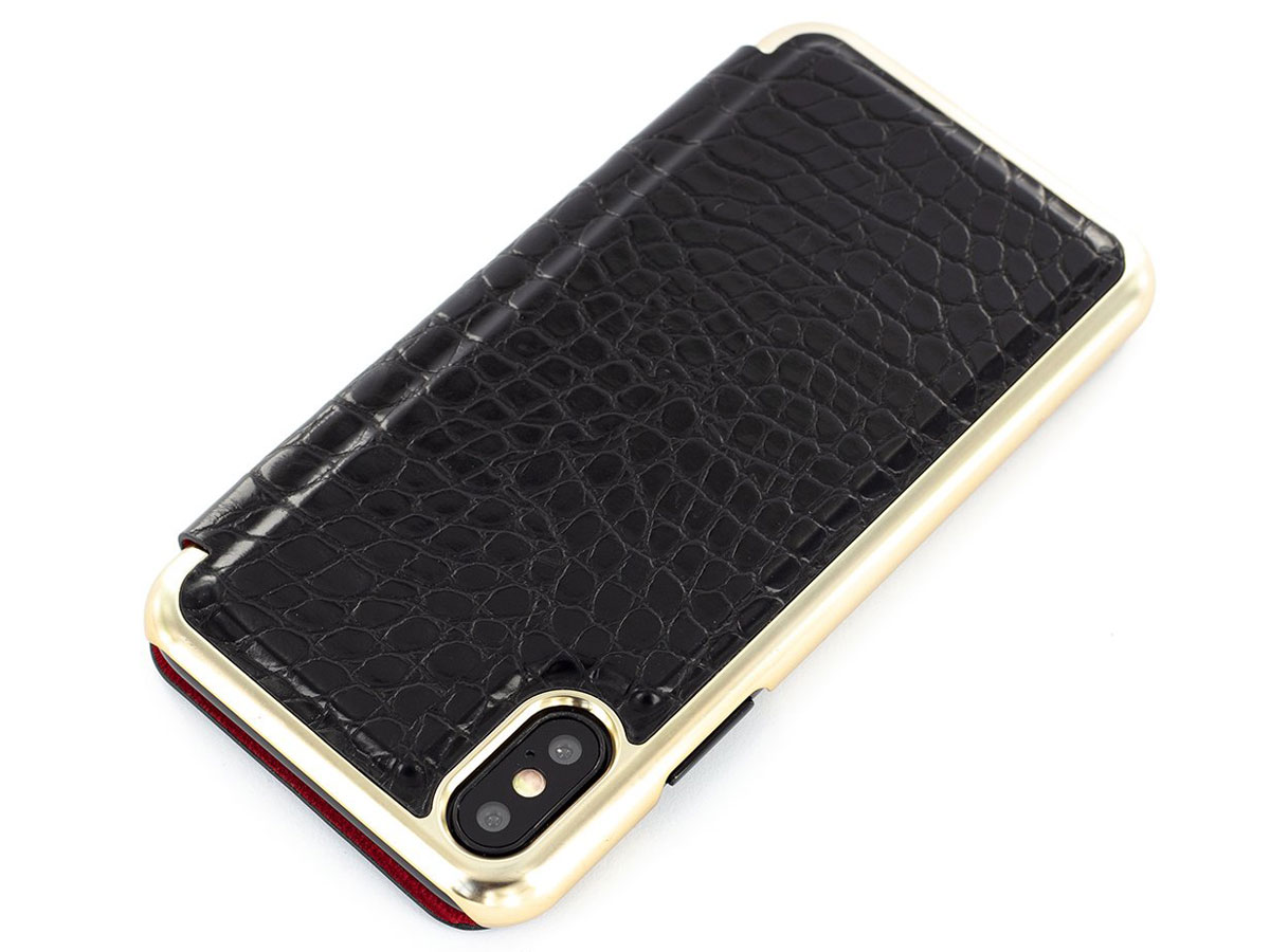 Radley Croco Folio Case Zwart - iPhone X/Xs Hoesje