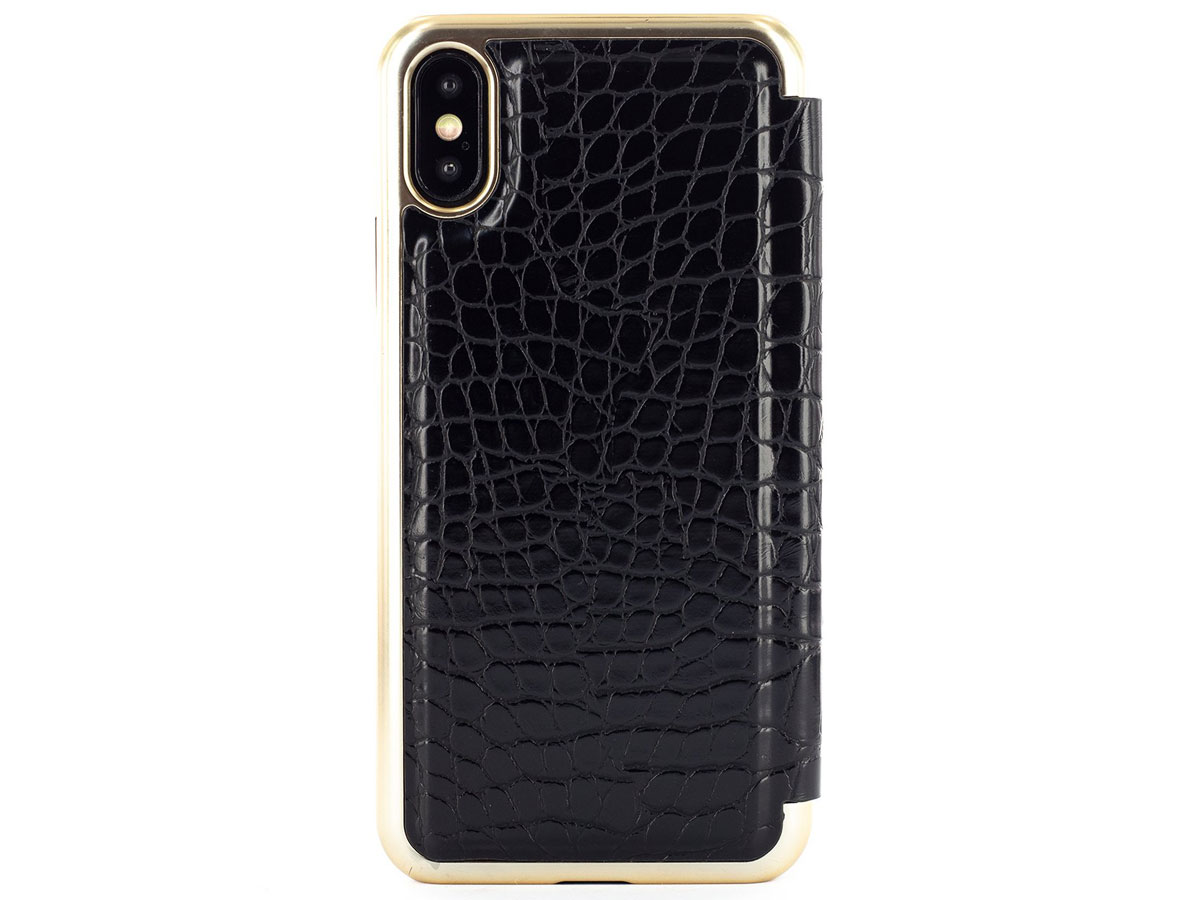 Radley Croco Folio Case Zwart - iPhone X/Xs Hoesje