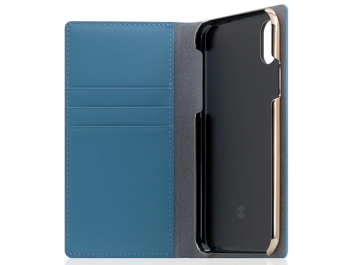 SLG Design D5 Italian Leather Folio Blauw - Leren iPhone X/Xs hoesje