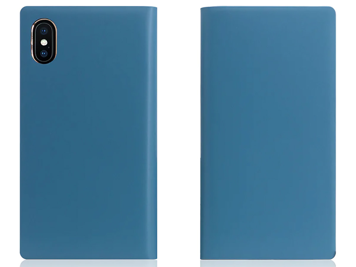 SLG Design D5 Italian Leather Folio Blauw - Leren iPhone X/Xs hoesje