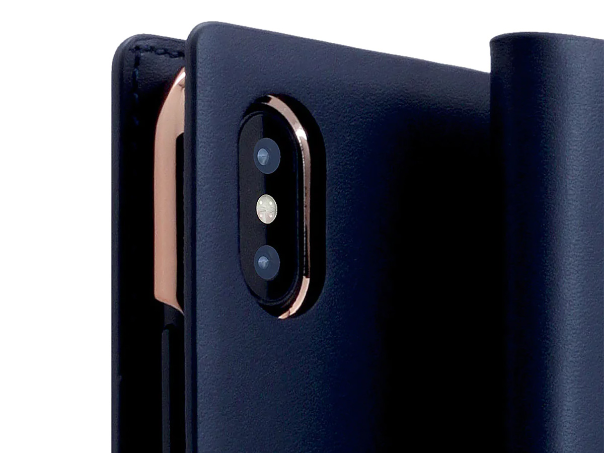 SLG Design D5 Italian Leather Folio Navy - Leren iPhone X/Xs hoesje