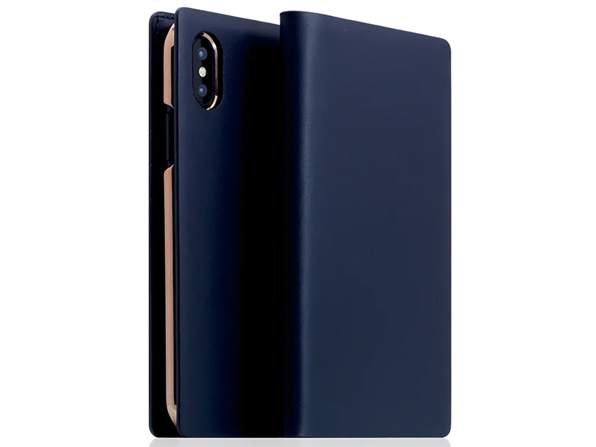 SLG Design D5 Italian Leather Folio Navy - Leren iPhone X/Xs hoesje