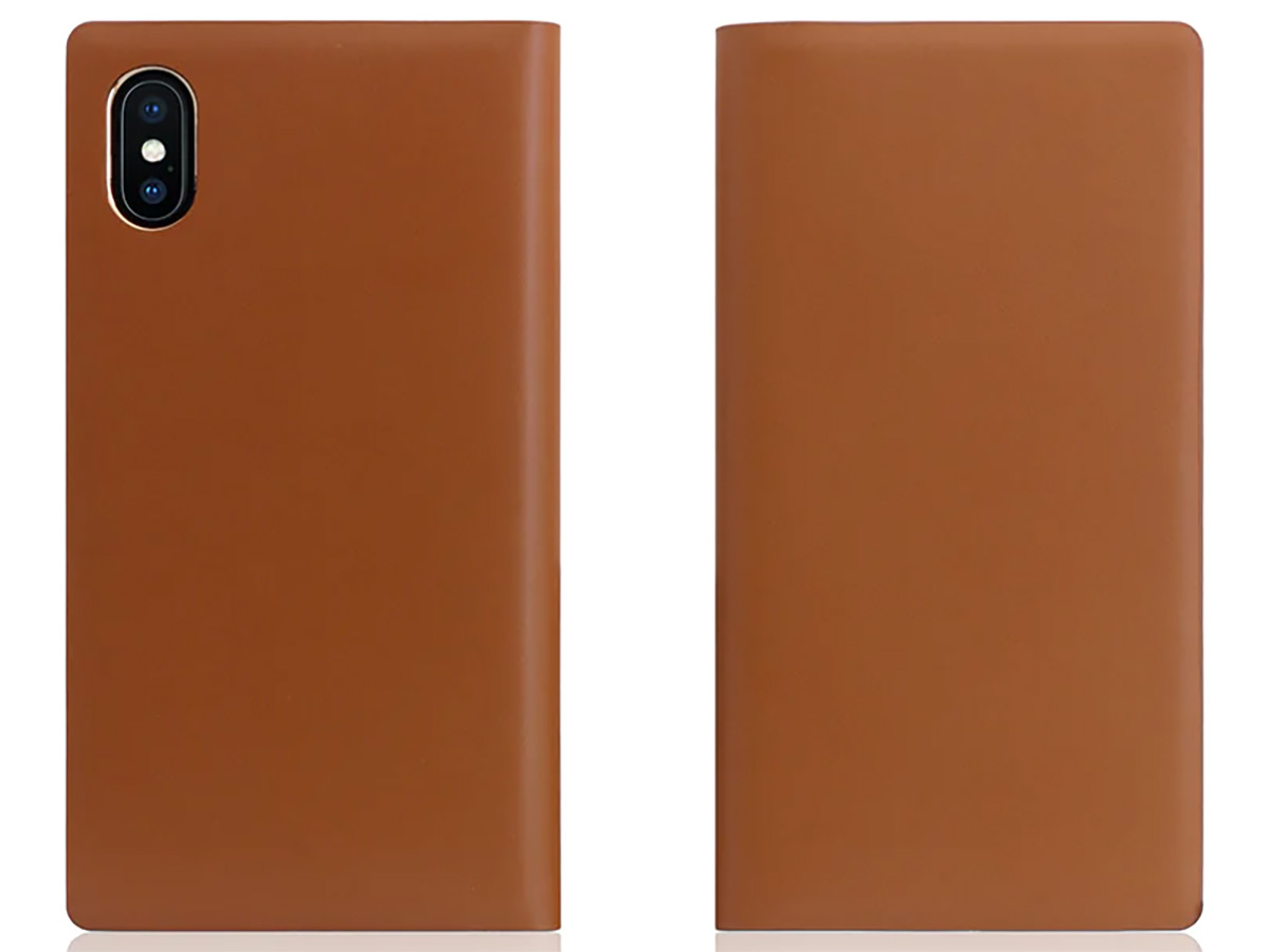 SLG Design D5 Italian Leather Folio Tan - Leren iPhone X/Xs hoesje