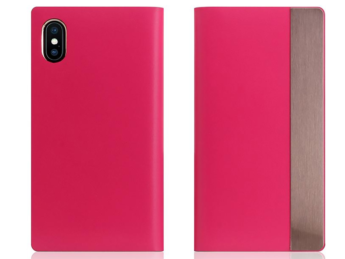 SLG Design D5 CSL Metal Pink - Leren iPhone X/Xs hoesje
