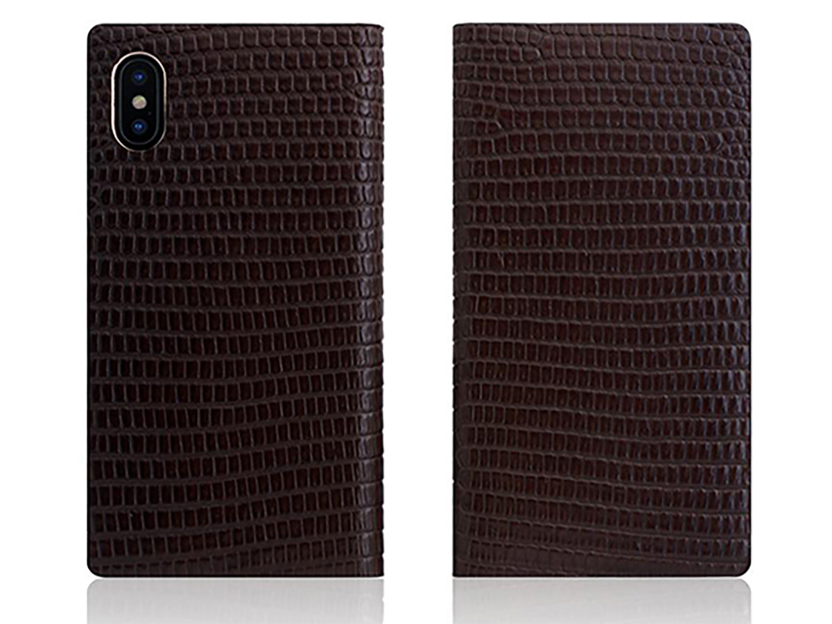 SLG Design D3 Lizard Case Bruin - Leren iPhone X/Xs hoesje