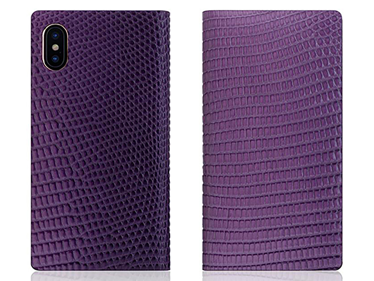 SLG Design D3 Lizard Case Paars - Leren iPhone X/Xs hoesje