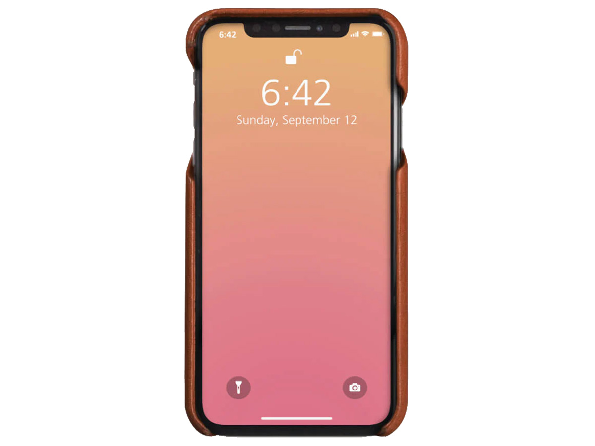 Vaja Grip Leather Case Cognac - iPhone X/Xs Hoesje Leer